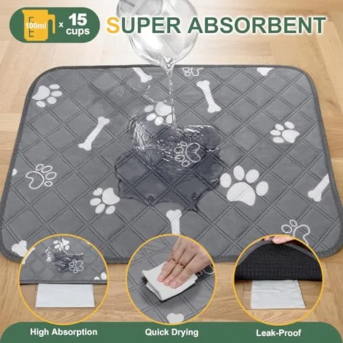 Gimars ▫️ Almofadas de Treino Reutilizáveis para Cães, 2 Unidades, Laváveis, 60x50 cm, Superabsorventes, Antiderrapantes, Impermeáveis, para Cães, Gatos, Coelhos e Porquinhos-da-índia 4