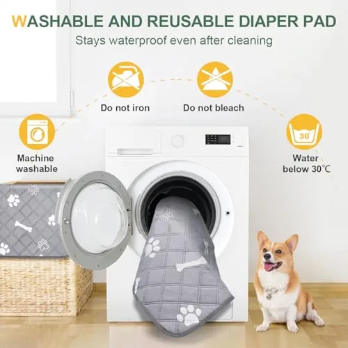 Gimars ▫️ Almofadas de Treino Reutilizáveis para Cães, 2 Unidades, Laváveis, 60x50 cm, Superabsorventes, Antiderrapantes, Impermeáveis, para Cães, Gatos, Coelhos e Porquinhos-da-índia 5