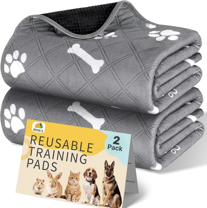 Gimars ▫️ Almofadas de Treino Reutilizáveis para Cães, 2 Unidades, Laváveis, 60x50 cm, Superabsorventes, Antiderrapantes, Impermeáveis, para Cães, Gatos, Coelhos e Porquinhos-da-índia