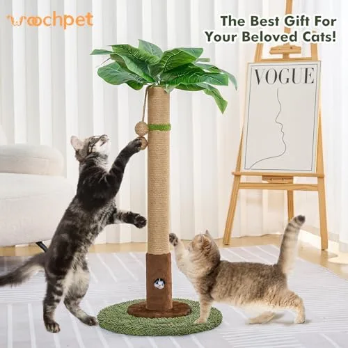 Woochpet ▫️ Poste para gatos com 35 polegadas de altura, com orifício para ratos e corda de sisal, poste para gatos e gatinhos, poste para gatos com brinquedo e bola suspensa para gatos de 2
