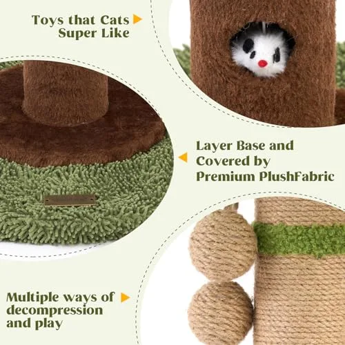 Woochpet ▫️ Poste para gatos com 35 polegadas de altura, com orifício para ratos e corda de sisal, poste para gatos e gatinhos, poste para gatos com brinquedo e bola suspensa para gatos de 3