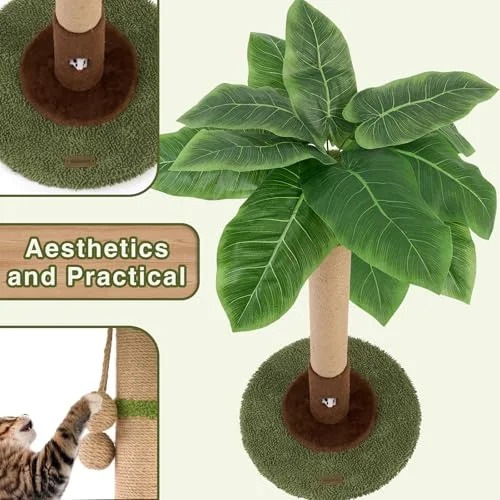 Woochpet ▫️ Poste para gatos com 35 polegadas de altura, com orifício para ratos e corda de sisal, poste para gatos e gatinhos, poste para gatos com brinquedo e bola suspensa para gatos de 4