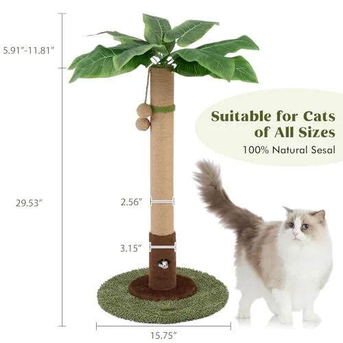Woochpet ▫️ Poste para gatos com 35 polegadas de altura, com orifício para ratos e corda de sisal, poste para gatos e gatinhos, poste para gatos com brinquedo e bola suspensa para gatos de 7
