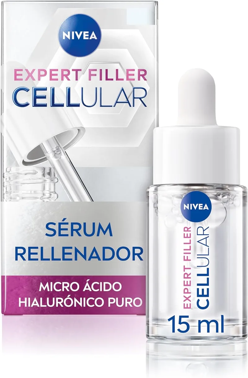 NIVEA ▫️ Cellular Expert Filler - Sérum Preenchedor de Rugas - Com Ácido Micro Hialurónico - Sérum Facial Hidratante e Anti-Idade - Suaviza as Rugas - Textura Ligeira - Todos os Tipos de Pele - 15 ml