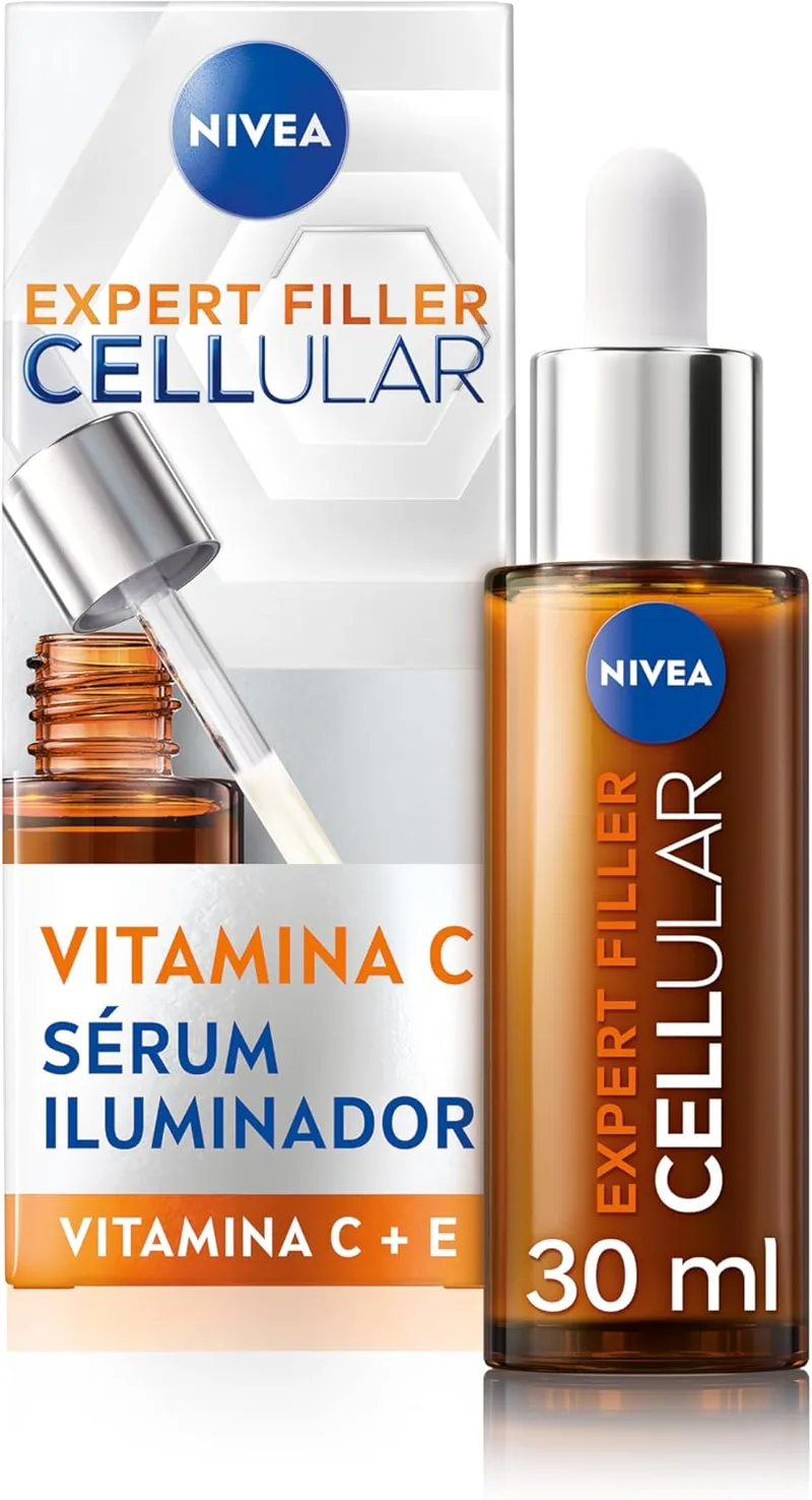NIVEA ▫️ Cellular Expert Filler - Sérum Iluminador Facial - Com Vitamina C e E - Sérum Antioxidante - Potencia a luminosidade - Protege e hidrata - Pele radiante - Suaviza as linhas de expressão - 30 ml