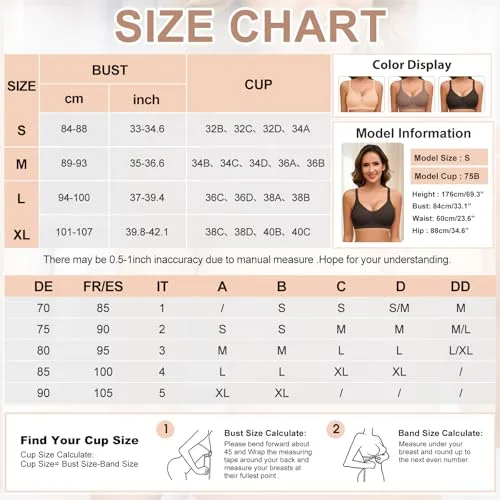 Xnova ▫️ Sutiã sem aros para mulher com enchimento, sutiãs redutores, push-up, sem costuras, sensuais, básicos, sutiãs com decote em V, sutiãs confortáveis para dormir 6
