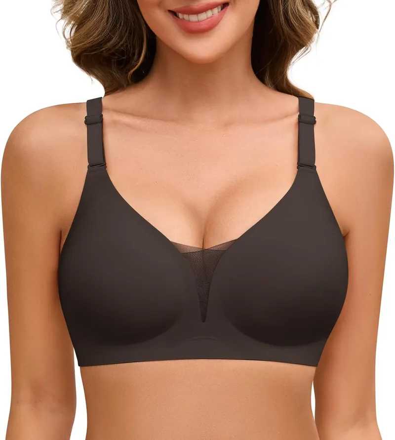 Xnova ▫️ Sutiã sem aros para mulher com enchimento, sutiãs redutores, push-up, sem costuras, sensuais, básicos, sutiãs com decote em V, sutiãs confortáveis para dormir