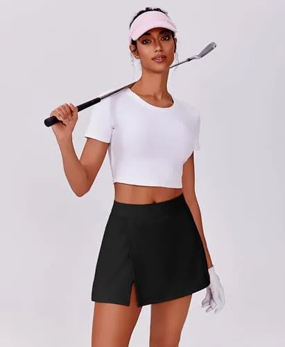 PINSPARK ▫️ Saia de ténis para mulher com calças desportivas de golfe, cintura alta, 2 bolsos e abertura lateral, minissaia de verão, saias para corrida e caminhadas 5