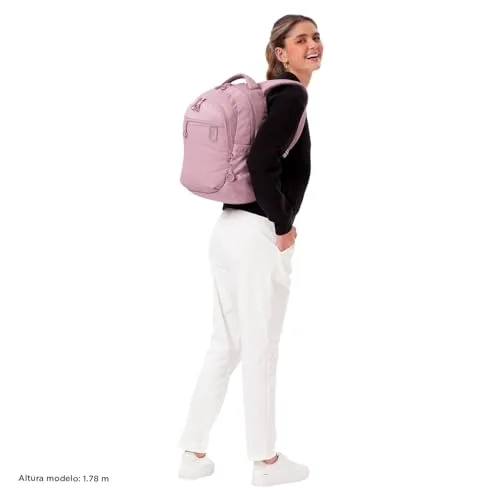 TOTTO ▫️ Mochila para computador portátil de 14 polegadas, modelo Steif Nara, capacidade de 20 L, compartimento para tablet de 10", bolso para garrafa, alça para mala, encosto ergonómico, alças em S, cor Keepsake Lilac 2