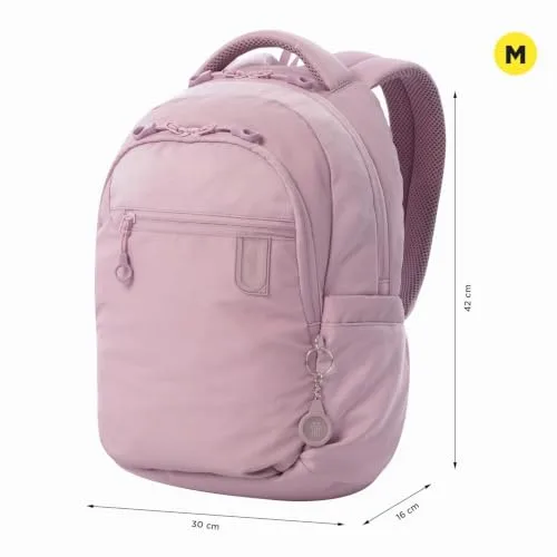 TOTTO ▫️ Mochila para computador portátil de 14 polegadas, modelo Steif Nara, capacidade de 20 L, compartimento para tablet de 10", bolso para garrafa, alça para mala, encosto ergonómico, alças em S, cor Keepsake Lilac 3