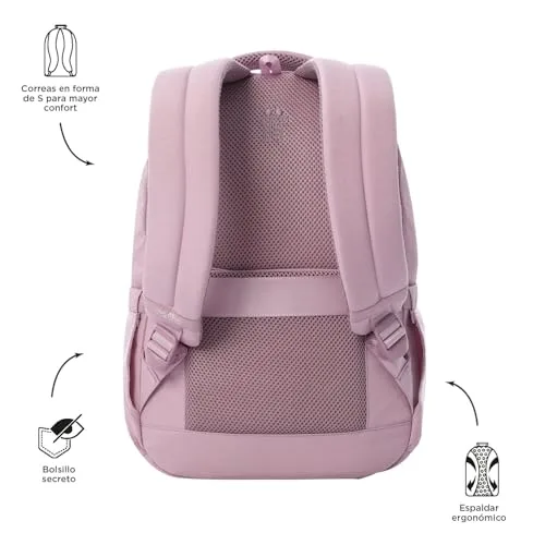 TOTTO ▫️ Mochila para computador portátil de 14 polegadas, modelo Steif Nara, capacidade de 20 L, compartimento para tablet de 10", bolso para garrafa, alça para mala, encosto ergonómico, alças em S, cor Keepsake Lilac 4