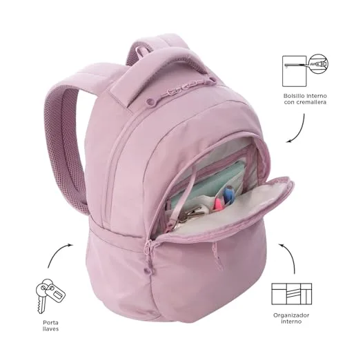 TOTTO ▫️ Mochila para computador portátil de 14 polegadas, modelo Steif Nara, capacidade de 20 L, compartimento para tablet de 10", bolso para garrafa, alça para mala, encosto ergonómico, alças em S, cor Keepsake Lilac 6