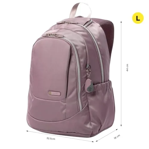 TOTTO ▫️ Mochila para computador portátil de 14 polegadas, modelo Goctal 2.0, mochila para o escritório e para a escola, 3 compartimentos, bolso para garrafa, encosto ergonómico, alças em S confortáveis, cor Keepsake Lilac 3