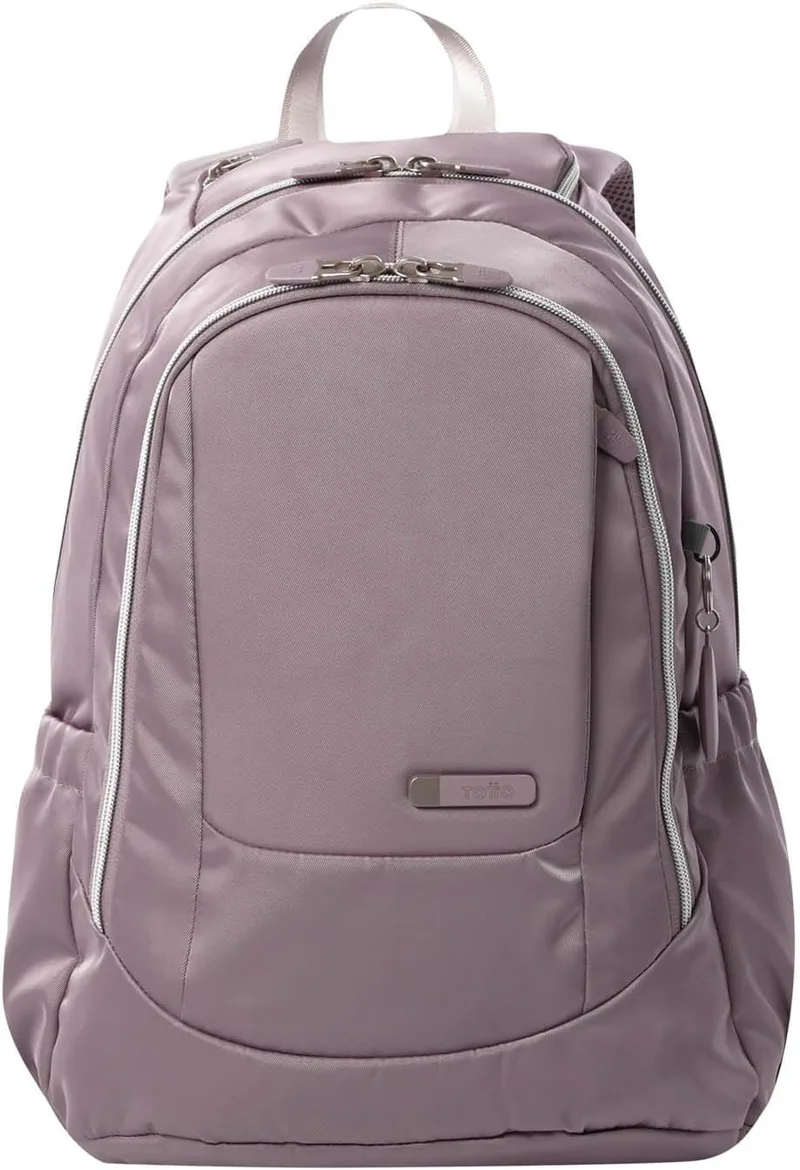 TOTTO ▫️ Mochila para computador portátil de 14 polegadas, modelo Goctal 2.0, mochila para o escritório e para a escola, 3 compartimentos, bolso para garrafa, encosto ergonómico, alças em S confortáveis, cor Keepsake Lilac