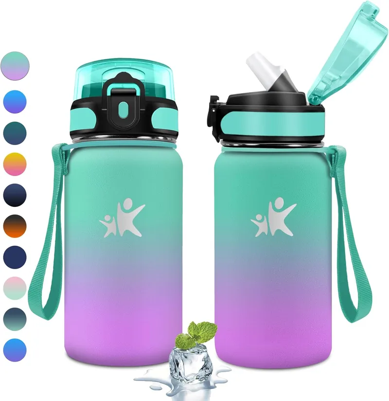 KollyKolla ▫️ Garrafa térmica 500ml, garrafa de aço inoxidável com palhinha, abertura fácil, garrafa de água térmica reutilizável, sem BPA, garrafa térmica para a escola, adultos, pré-escolar, jardim de infância, jardim de infância