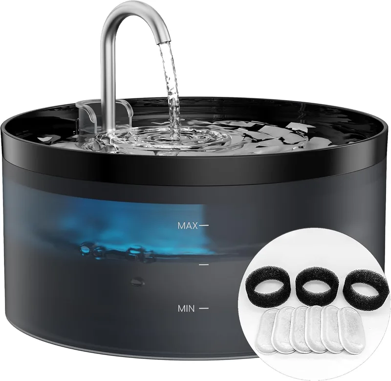 GIOTOHUN ▫️ Bebedouro para gatos: Bebedouro para gatos, 3,2 l, bomba de água super silenciosa, filtro de cerdas, desmontagem fácil 6 filtros + 3 filtros de espuma