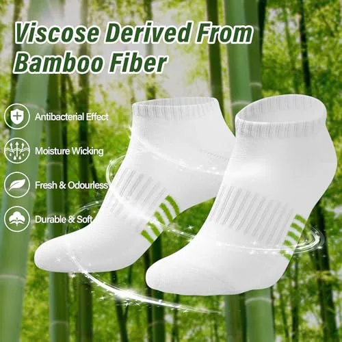 Effeet ▫️ Meias de bambu para mulher, 6/12 pares, meias desportivas respiráveis para corrida, almofadadas, coloridas e anti-transpiração, presentes de verão para mulher 2
