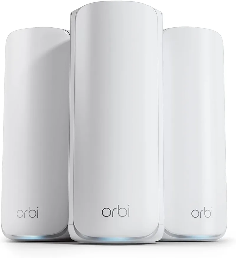 NETGEAR ▫️ Orbi 870 | Sistema WiFi Mesh 7 | RBE873 | Router WiFi 7 e 2 satélites | Até 21 Gbits/s | Alcance 600 m² | Suporta 150 Dispositivos | Porta Internet 10GB | Tri-band BE21000 | Branco