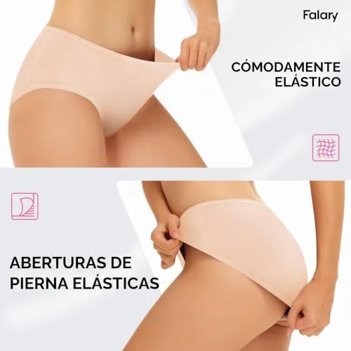 FALARY ▫️ Cuecas de algodão respiráveis para mulher, de cintura média, embalagem de 6 2