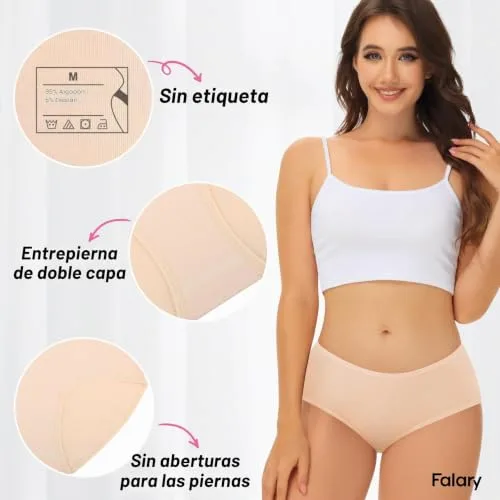 FALARY ▫️ Cuecas de algodão respiráveis para mulher, de cintura média, embalagem de 6 3