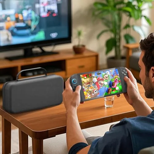 daydayup ▫️ Capa compatível com a consola Nintendo Switch 2, Capa rígida de transporte para Nintendo Switch 2, Capa protetora com espaço de armazenamento para 20 jogos, consola e acessórios, cor preta 7