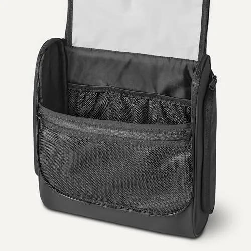 Amazon Essentials ▫️ Bolsa de Viagem com Gancho para Pendurar, Estojo Portátil para Cosméticos, Grande Capacidade, Organizador de Viagem para Artigos de Higiene Pessoal e Cosméticos de Tamanho Normal, 25,4 cm, Preto 5