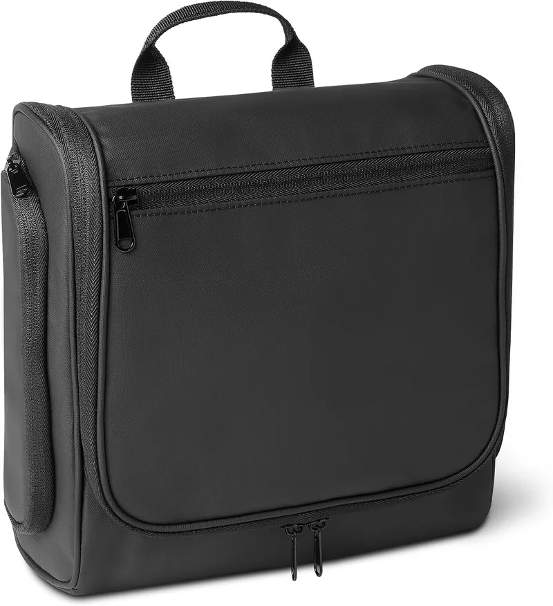 Amazon Essentials ▫️ Bolsa de Viagem com Gancho para Pendurar, Estojo Portátil para Cosméticos, Grande Capacidade, Organizador de Viagem para Artigos de Higiene Pessoal e Cosméticos de Tamanho Normal, 25,4 cm, Preto