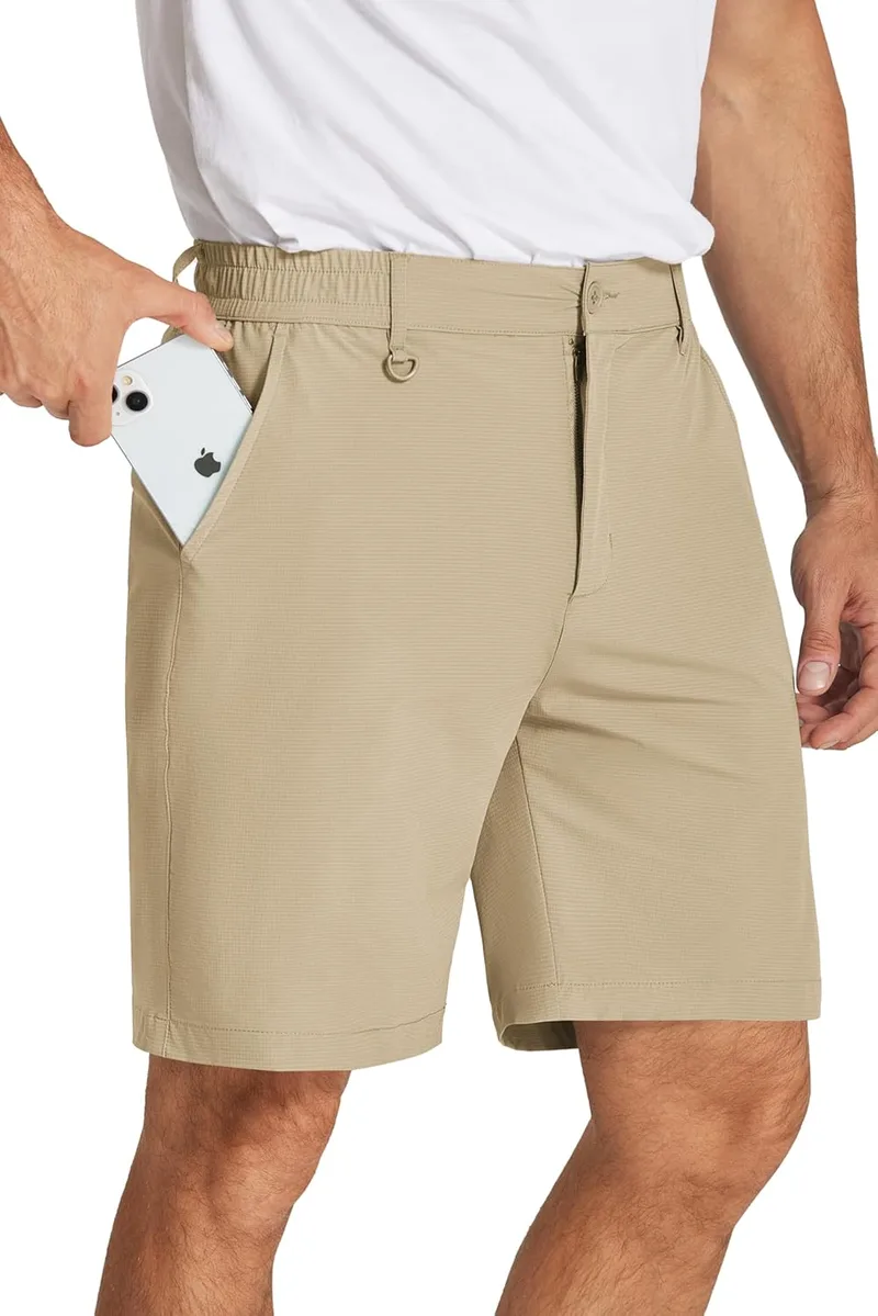 COOFANDY ▫️ Calções casuais com cintura elástica para homem Calções de golfe de verão para homem