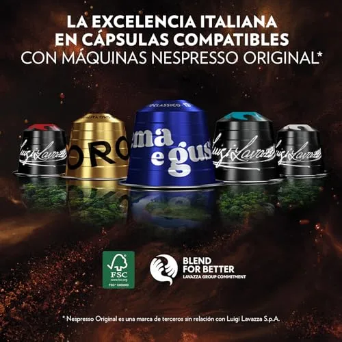 Lavazza ▫️ Qualità Oro, 30 cápsulas de café compatíveis com as máquinas Nespresso* Original, com notas aromáticas florais e frutadas, 100% Arábica, intensidade 8, torra leve 3