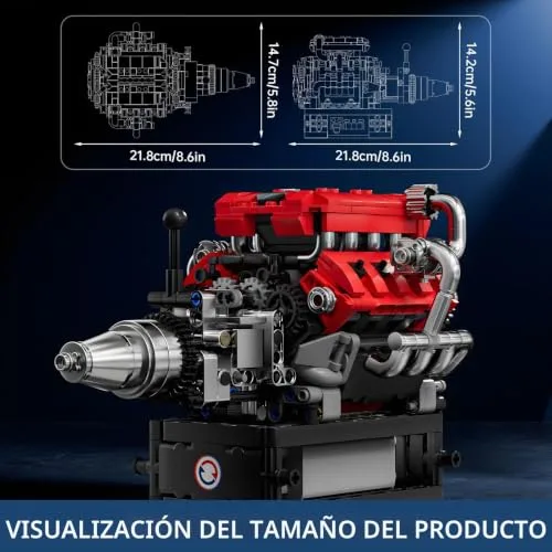 Mould King ▫️ 10204 Technik V8 Kit de Motor Peças de Montagem Peças de Encaixe Motor FE Carro Desportivo Kit de Motor para Carro Motor a Gás Modelo para Carro para Fãs (750 peças) 3