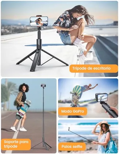 ANXRE ▫️ Tripé para telemóvel de 180 cm com comando à distância, NT79 Monopé para selfies 5