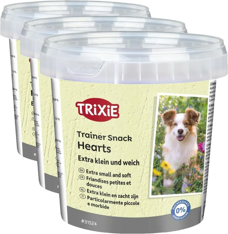 TRIXIE ▫️ Frasco de Snacks de Treino Mini Hearts, 200 g, para cães (Embalagem de 3)