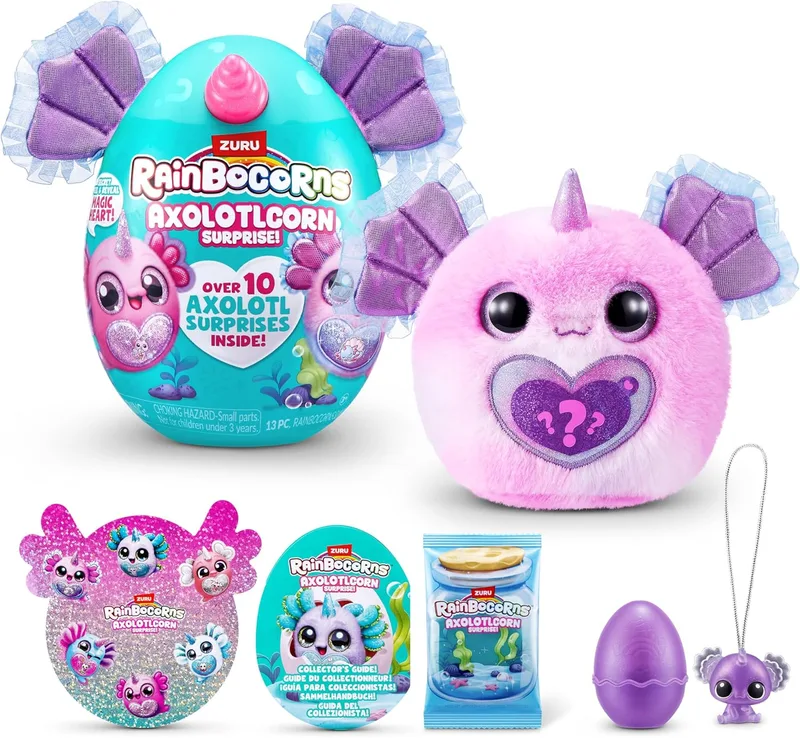 Rainbocorns ▫️ Milho de chuva Axolotlcorn Surprise da ZURU, peluche colecionável para meninas 3+ (Candy)