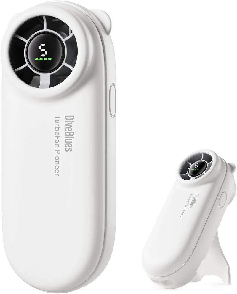 Diveblues ▫️ TurboBear Mini Ventilador Turbo Portátil - 8,8 m/s Potente, Super Leve 86,5g, 5 Velocidades, Bateria Recarregável, Tamanho Compacto de Bolso, Belo Presente de Viagem para Mulheres
