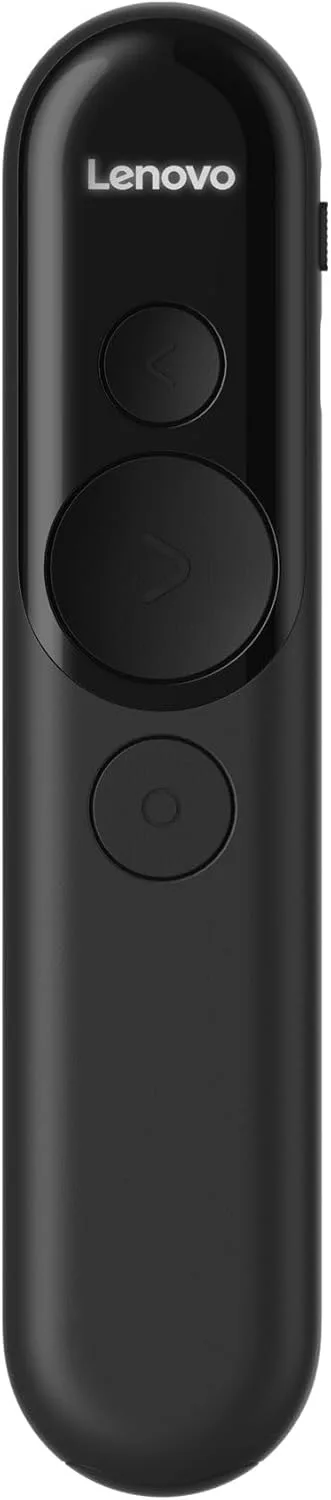 Lenovo ▫️ Controlo remoto de apresentação a laser recarregável (3 botões, laser e ponteiro digital, 2,4 GHz, Bluetooth 5.3, compatível com Windows, Mac OS, PowerPoint, Keynote, Google Slide) Preto