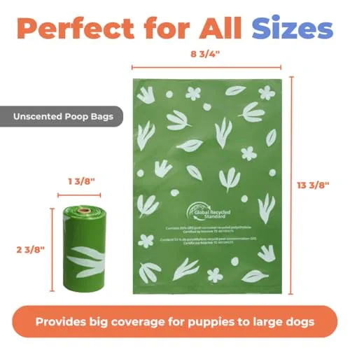 Best Pet Supplies ▫️ Sacos para dejetos de cães, 50% de conteúdo reciclado pós-consumo, sacos de lixo para cães em rolos, compatíveis com todos os suportes para sacos de dejetos de cães 5