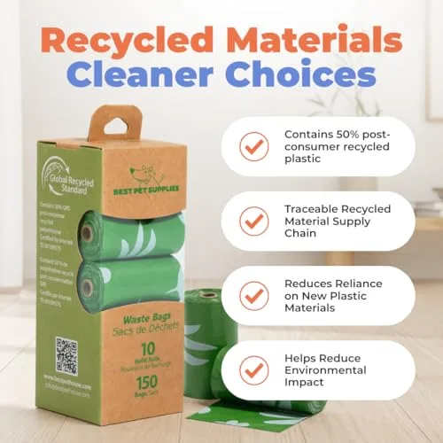 Best Pet Supplies ▫️ Sacos para dejetos de cães, 50% de conteúdo reciclado pós-consumo, sacos de lixo para cães em rolos, compatíveis com todos os suportes para sacos de dejetos de cães 7