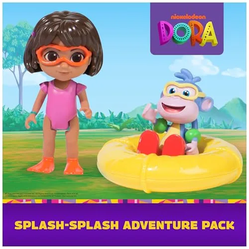 DORA ▫️ A EXPLORADORA - Conjunto de Aventura Aquática e do Botas: 2 bonecos articulados + flutuador de brinquedo - 6073670 - Brinquedos para meninas a partir dos 3 anos - Presente para meninas a partir dos 3 anos - Brincadeiras infantis 2