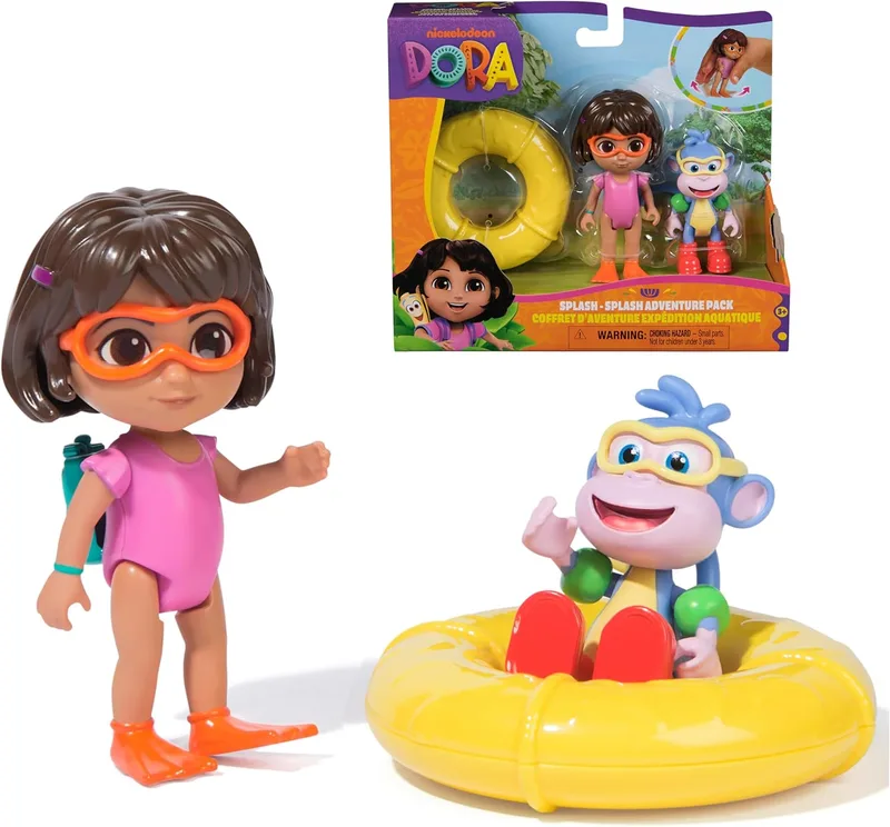 DORA ▫️ A EXPLORADORA - Conjunto de Aventura Aquática e do Botas: 2 bonecos articulados + flutuador de brinquedo - 6073670 - Brinquedos para meninas a partir dos 3 anos - Presente para meninas a partir dos 3 anos - Brincadeiras infantis