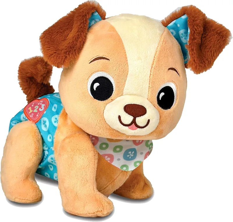 VTech ▫️ Baby Stuffed Animal Puppy Steps, Brinquedo Educativo para Bebés +9 Meses, Peluche Interativo que Incentiva o Gatinhar, Luzes, Canções, Sons e Texturas, Versão ESP