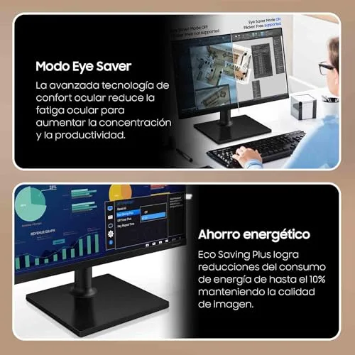 Samsung ▫️ LS24D304GAUXEN - Monitor Essential S3 S3-24", painel IPS, taxa de atualização de 100 Hz, design superfino 3