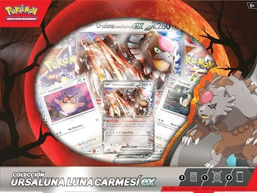 Pokémon ▫️ Coleção Ursaluna Lua Carmesim (4 cartas holográficas e 4 pacotes de melhoria) 2
