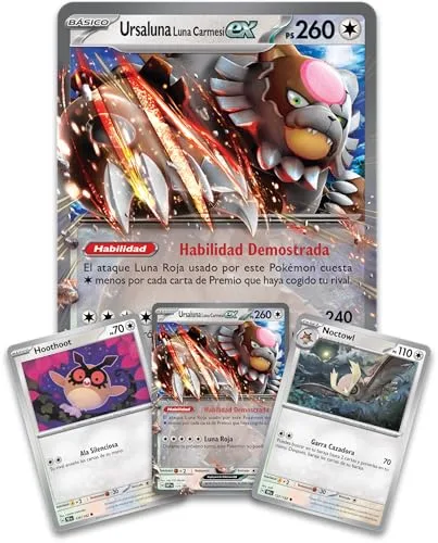 Pokémon ▫️ Coleção Ursaluna Lua Carmesim (4 cartas holográficas e 4 pacotes de melhoria) 5