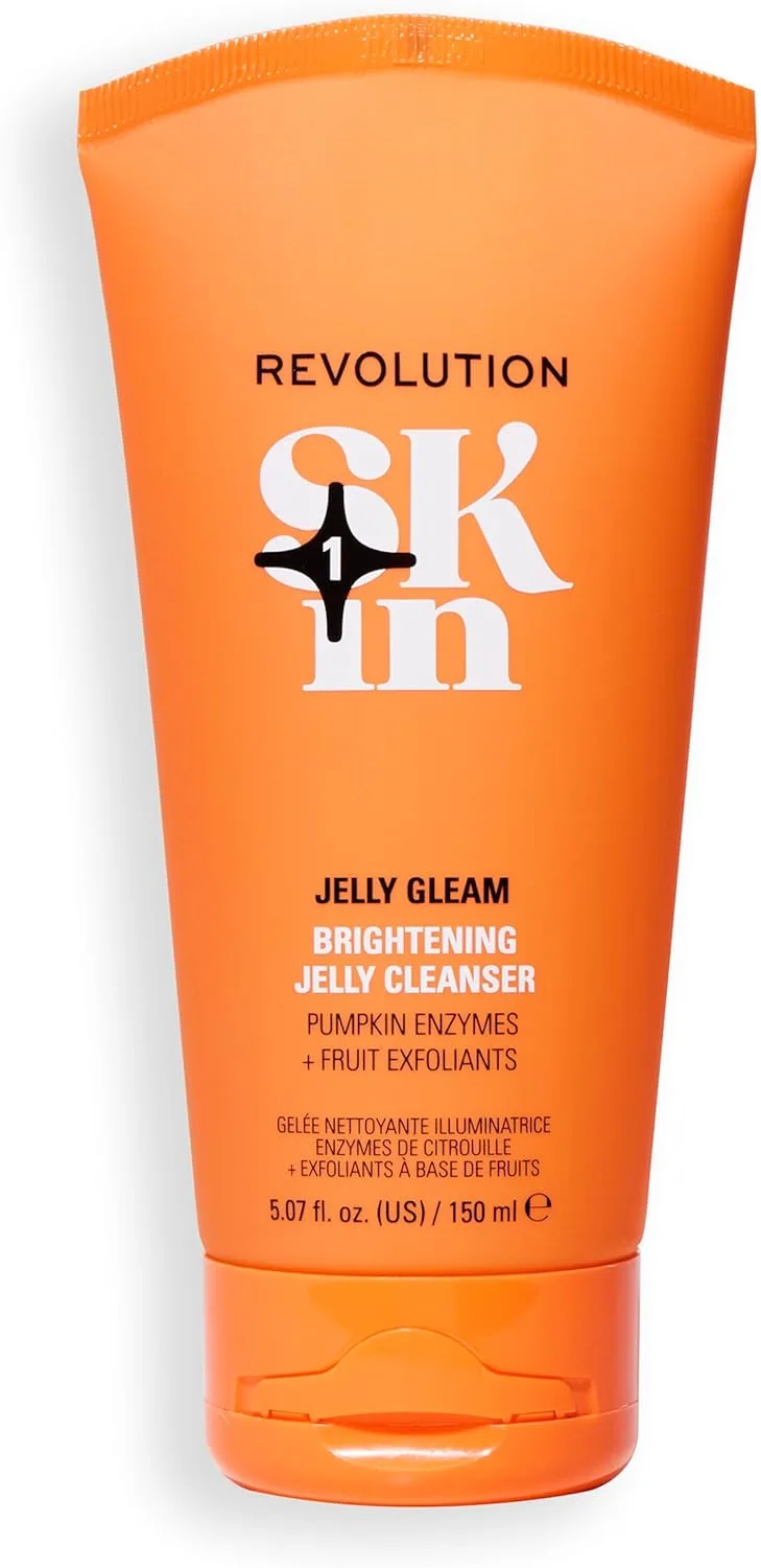 Revolution Skincare London ▫️ Revolution SKin, Jelly Glow Brightening Cleanser, Produto de Limpeza Facial Luminoso, Esfolia para uma tez radiante, Vegan e sem crueldade, 150ml