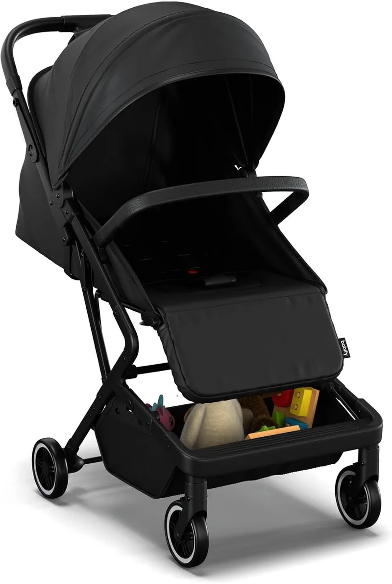 Babify ▫️ Carrinho de bebé Urban Ease - Desde o nascimento até aos 4 anos (22 kg), dobrável com uma mão, encosto reclinável, apoio para os pés ajustável, forro removível, cesto, capota com janela, cadeira leve, preto