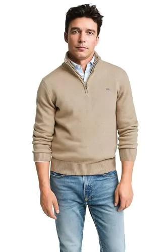 GANT ▫️ Camisola de algodão com textura e fecho de correr médio para homem 2