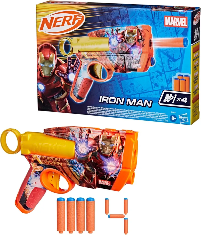 Nerf ▫️ Marvel, Lançadores de Dardos do Homem de Ferro e Dardos N1