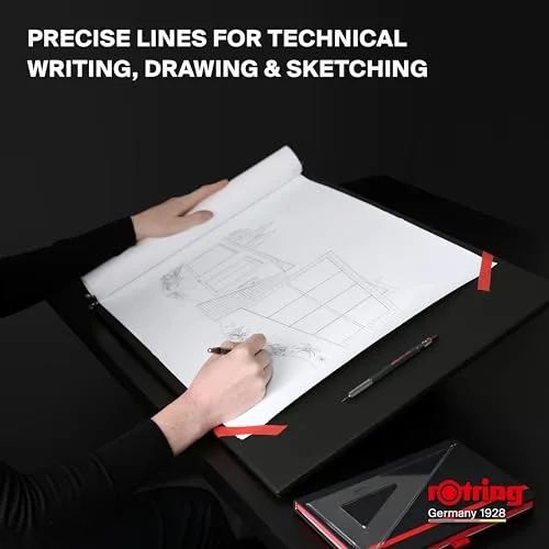 Rotring ▫️ 600 Portaminas | Mina HB 0,5 mm | Portaminas com corpo totalmente metalizado | Cor cinzenta escura | Punho estriado antiderrapante e corpo hexagonal 3
