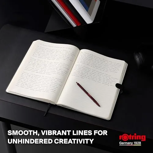 Rotring ▫️ Caneta esferográfica 600 | Ponta média | Tinta preta | Corpo totalmente metalizado | Cor escura | Punho estriado antiderrapante e corpo hexagonal | Recarregável 3