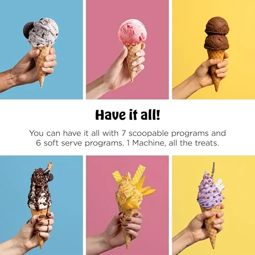 Ninja ▫️ CREAMi Swirl - Máquina para fazer gelados e porções cremosas, sorvete, batidos, iogurte gelado, programa de baixas calorias e muito mais, 13 em 1, cabo ergonómico e (2) pintas CREAMi Swirl de 16 onças, para 4